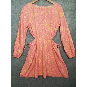 Women's Universal Thread M Pink & Yellow Floral Long Sleeve Cut Out Dress